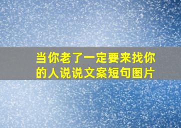 当你老了一定要来找你的人说说文案短句图片