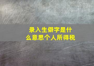 录入生僻字是什么意思个人所得税