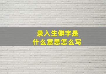 录入生僻字是什么意思怎么写