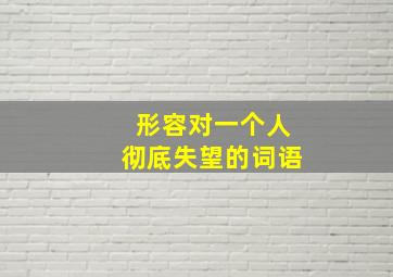 形容对一个人彻底失望的词语