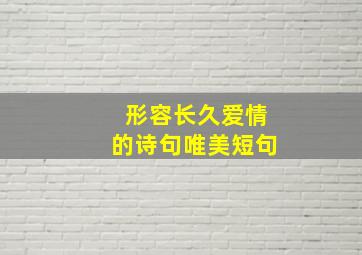 形容长久爱情的诗句唯美短句