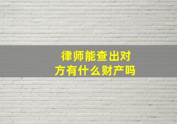 律师能查出对方有什么财产吗