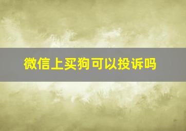 微信上买狗可以投诉吗