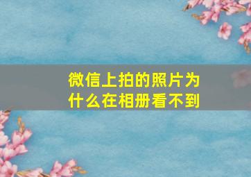 微信上拍的照片为什么在相册看不到