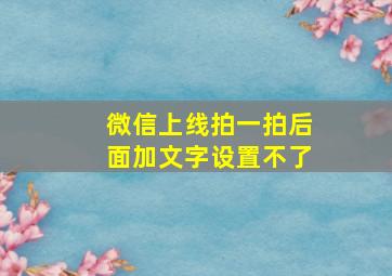 微信上线拍一拍后面加文字设置不了