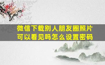 微信下载别人朋友圈照片可以看见吗怎么设置密码