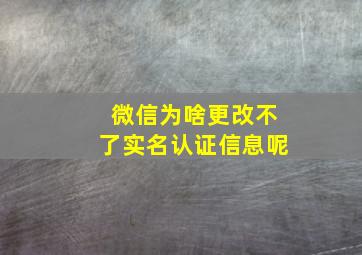 微信为啥更改不了实名认证信息呢