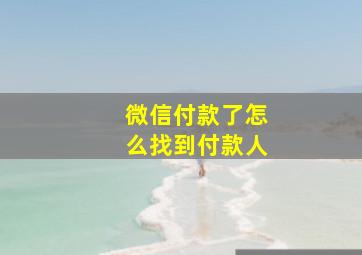 微信付款了怎么找到付款人