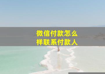 微信付款怎么样联系付款人