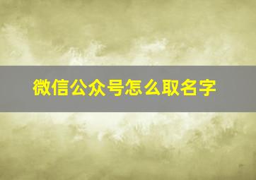 微信公众号怎么取名字