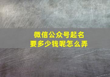 微信公众号起名要多少钱呢怎么弄