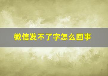 微信发不了字怎么回事