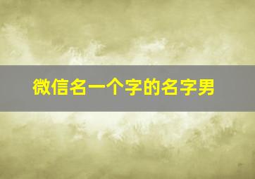 微信名一个字的名字男