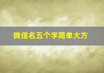 微信名五个字简单大方