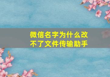 微信名字为什么改不了文件传输助手