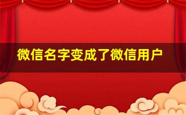 微信名字变成了微信用户