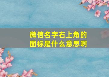 微信名字右上角的图标是什么意思啊