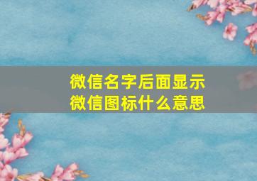 微信名字后面显示微信图标什么意思