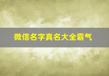 微信名字真名大全霸气