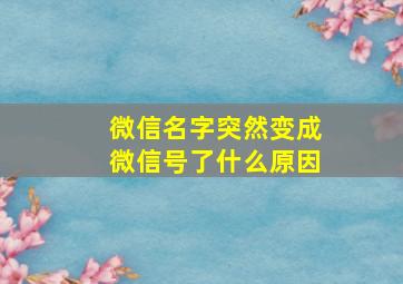 微信名字突然变成微信号了什么原因