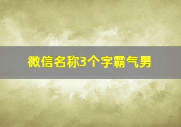 微信名称3个字霸气男