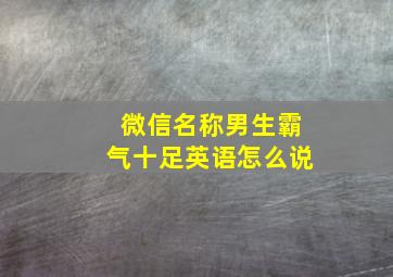 微信名称男生霸气十足英语怎么说