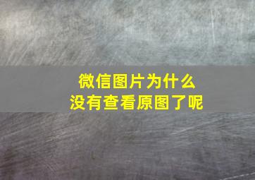 微信图片为什么没有查看原图了呢