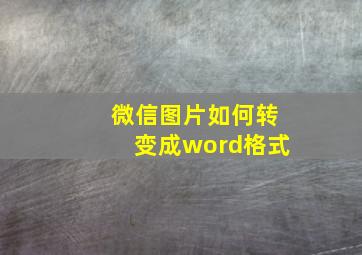 微信图片如何转变成word格式