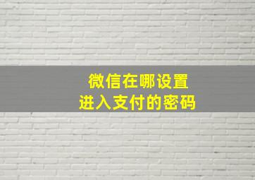 微信在哪设置进入支付的密码