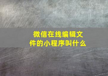 微信在线编辑文件的小程序叫什么