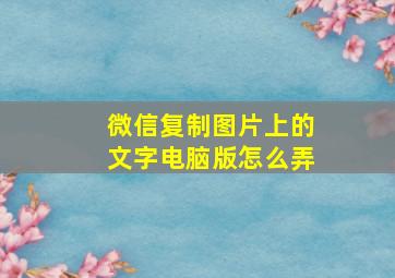 微信复制图片上的文字电脑版怎么弄