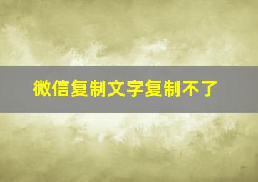 微信复制文字复制不了