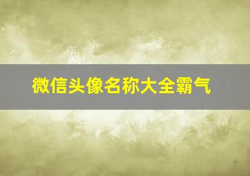 微信头像名称大全霸气