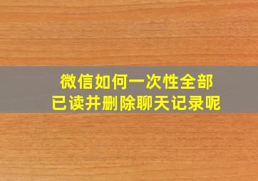 微信如何一次性全部已读并删除聊天记录呢