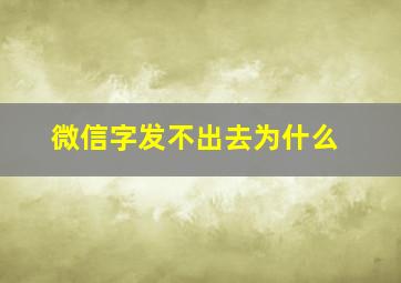 微信字发不出去为什么