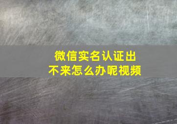 微信实名认证出不来怎么办呢视频