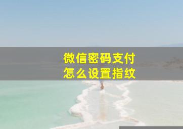 微信密码支付怎么设置指纹