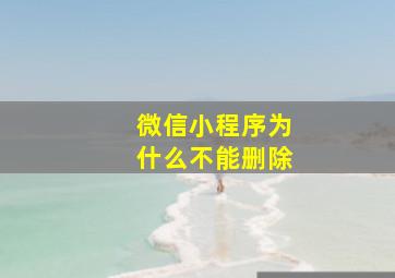 微信小程序为什么不能删除