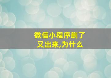 微信小程序删了又出来,为什么