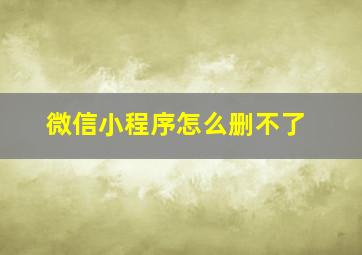 微信小程序怎么删不了