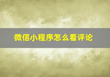 微信小程序怎么看评论