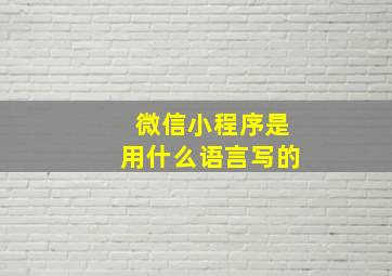 微信小程序是用什么语言写的