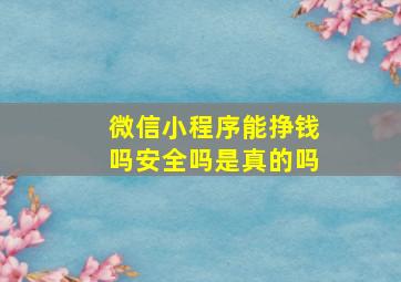 微信小程序能挣钱吗安全吗是真的吗