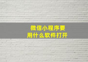 微信小程序要用什么软件打开