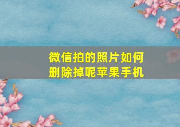 微信拍的照片如何删除掉呢苹果手机