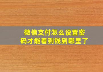 微信支付怎么设置密码才能看到钱到哪里了