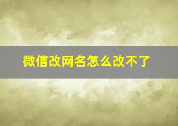 微信改网名怎么改不了