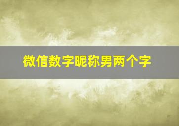 微信数字昵称男两个字