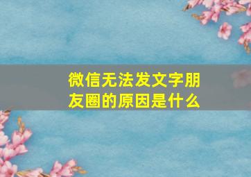 微信无法发文字朋友圈的原因是什么