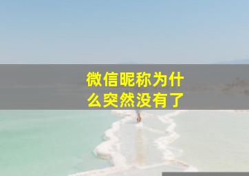 微信昵称为什么突然没有了